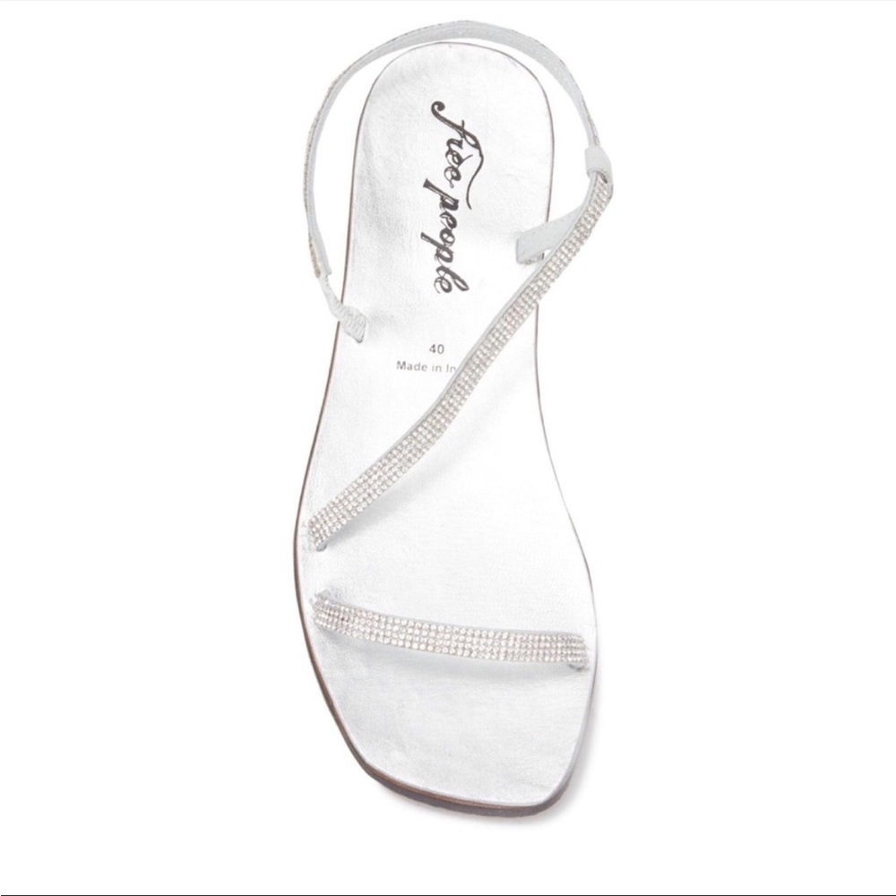 New Free People Silver Crystal Cove Sandal OB1128798 flat embellished sparkle - Picture 2 of 8